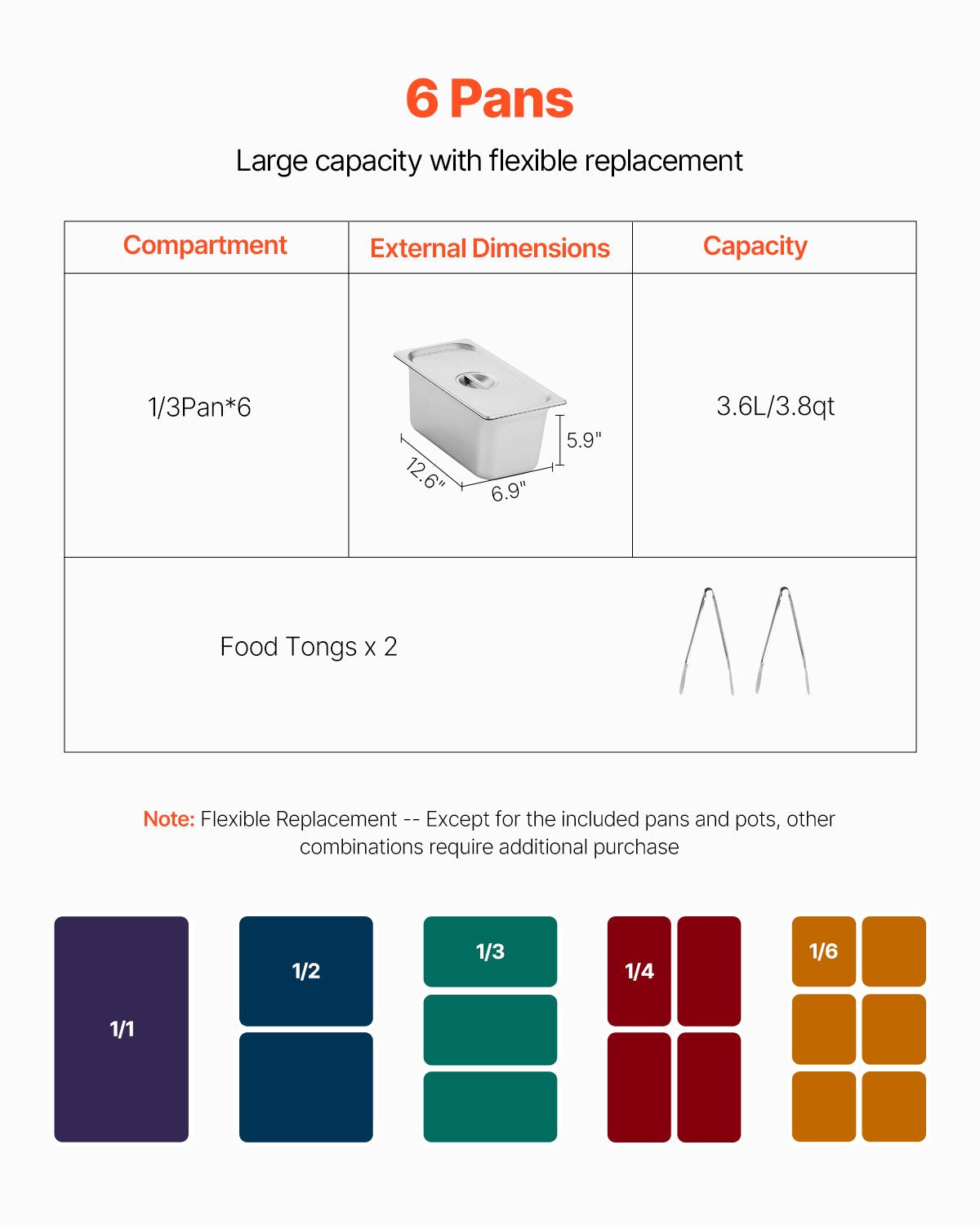Commercial Electric Food Warmer with 6 Pans & Undershelf, Silver