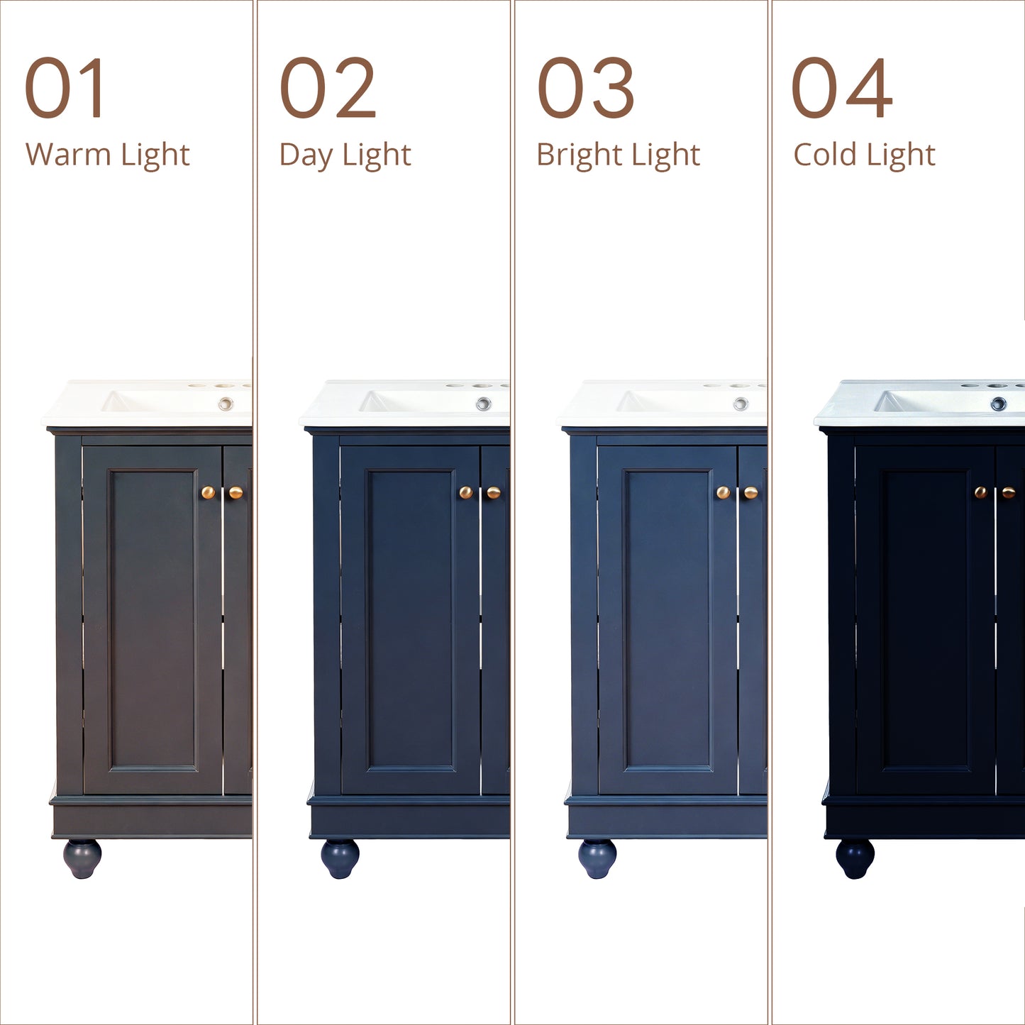 24-Inch Blue Bathroom Vanity Cabinet with Ceramic Sink