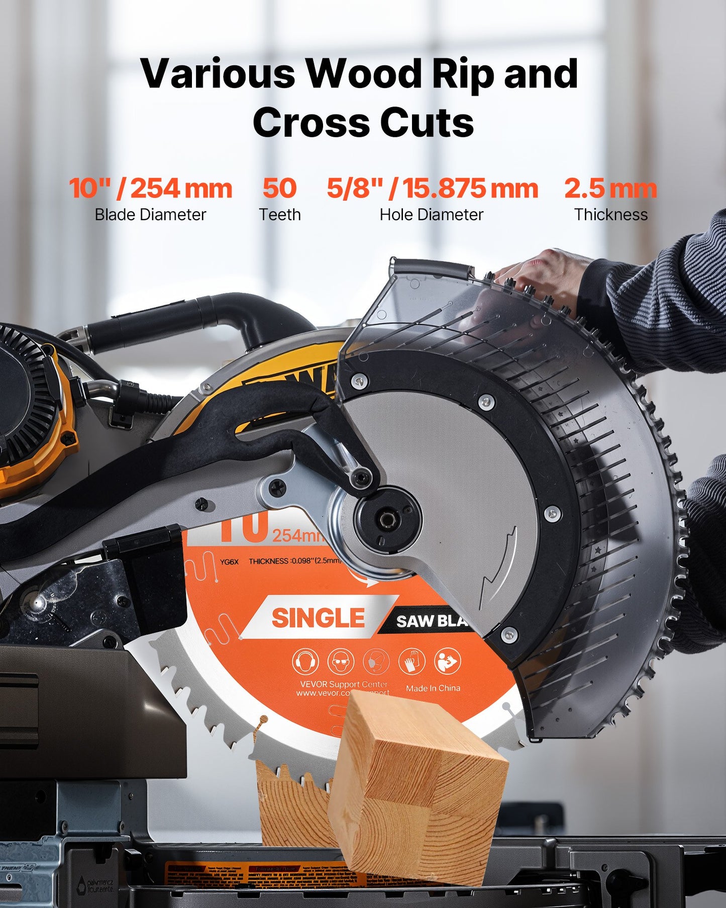 10 Inch Circular Saw Blade with 50 Teeth for Wood Cutting - High Speed Power Tool Accessory