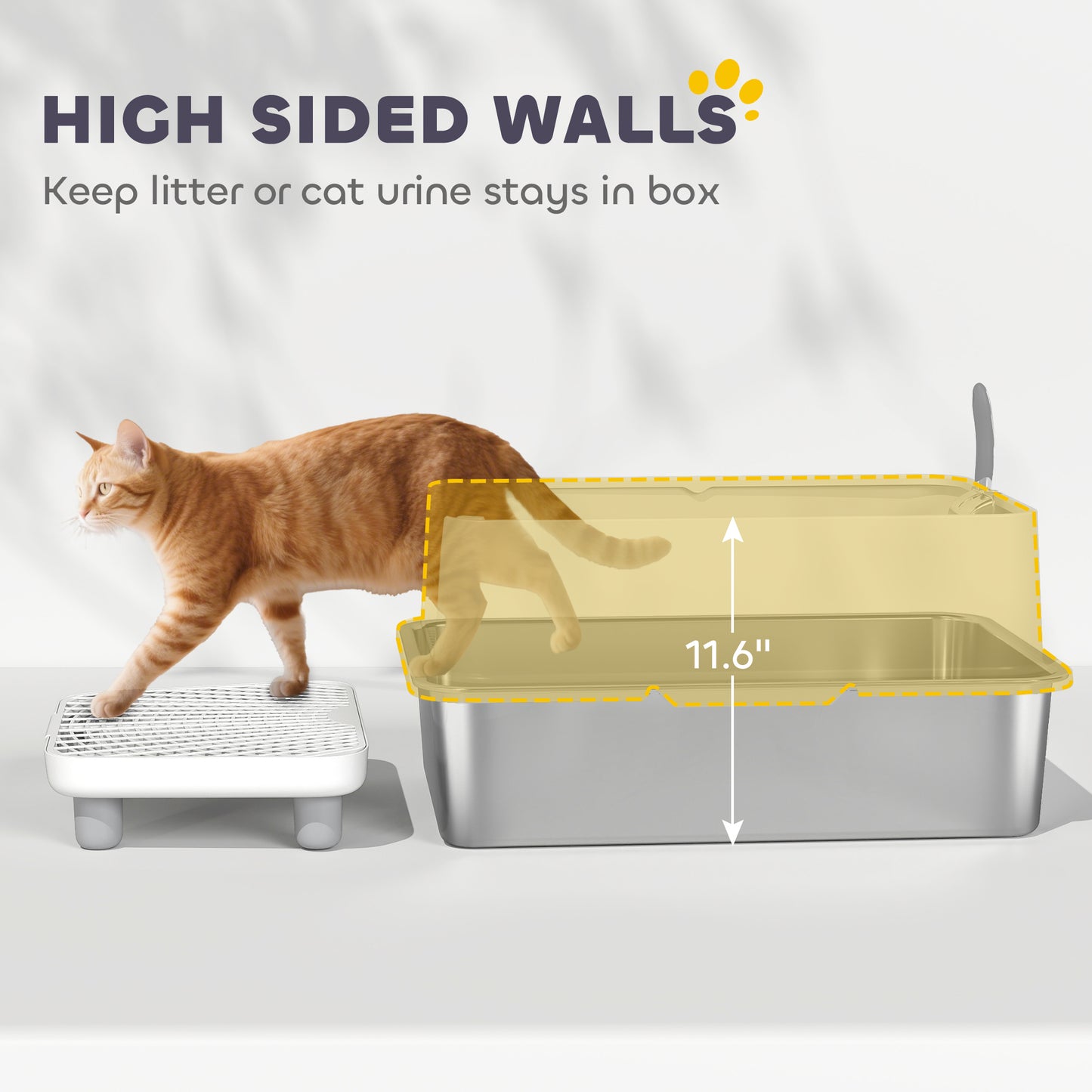 Stainless Steel Cat Litter Box with Scoop and Filter - Large, Odor-Resistant