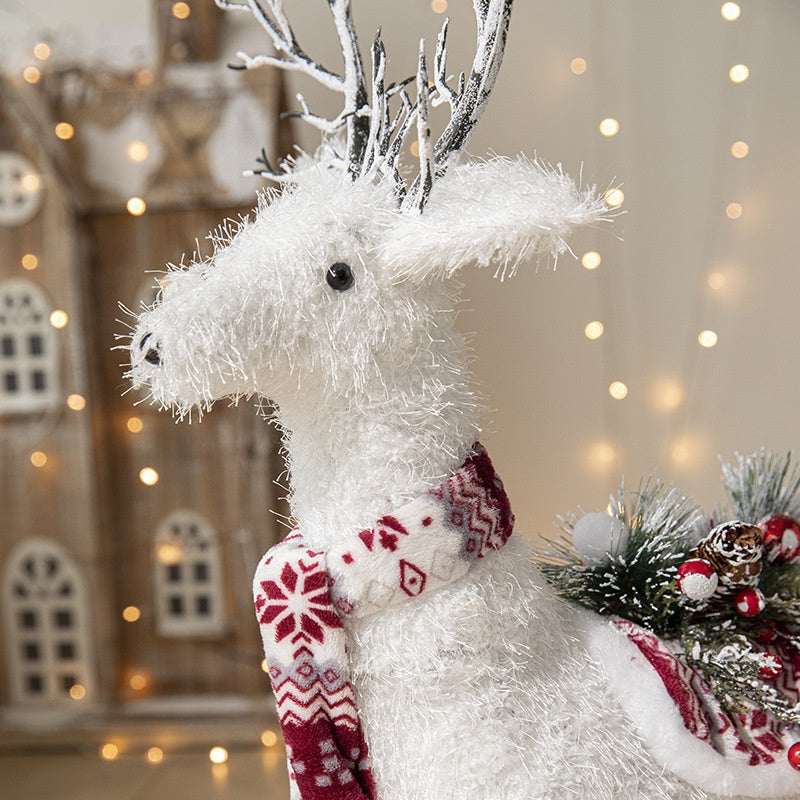 Christmas Elk Doll Decoration Set - Plush Deer Ornaments for Holiday Home Decor
