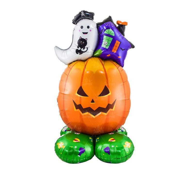 Halloween Aluminum Film Balloon Decor Set - 4D Standing Base & Variants