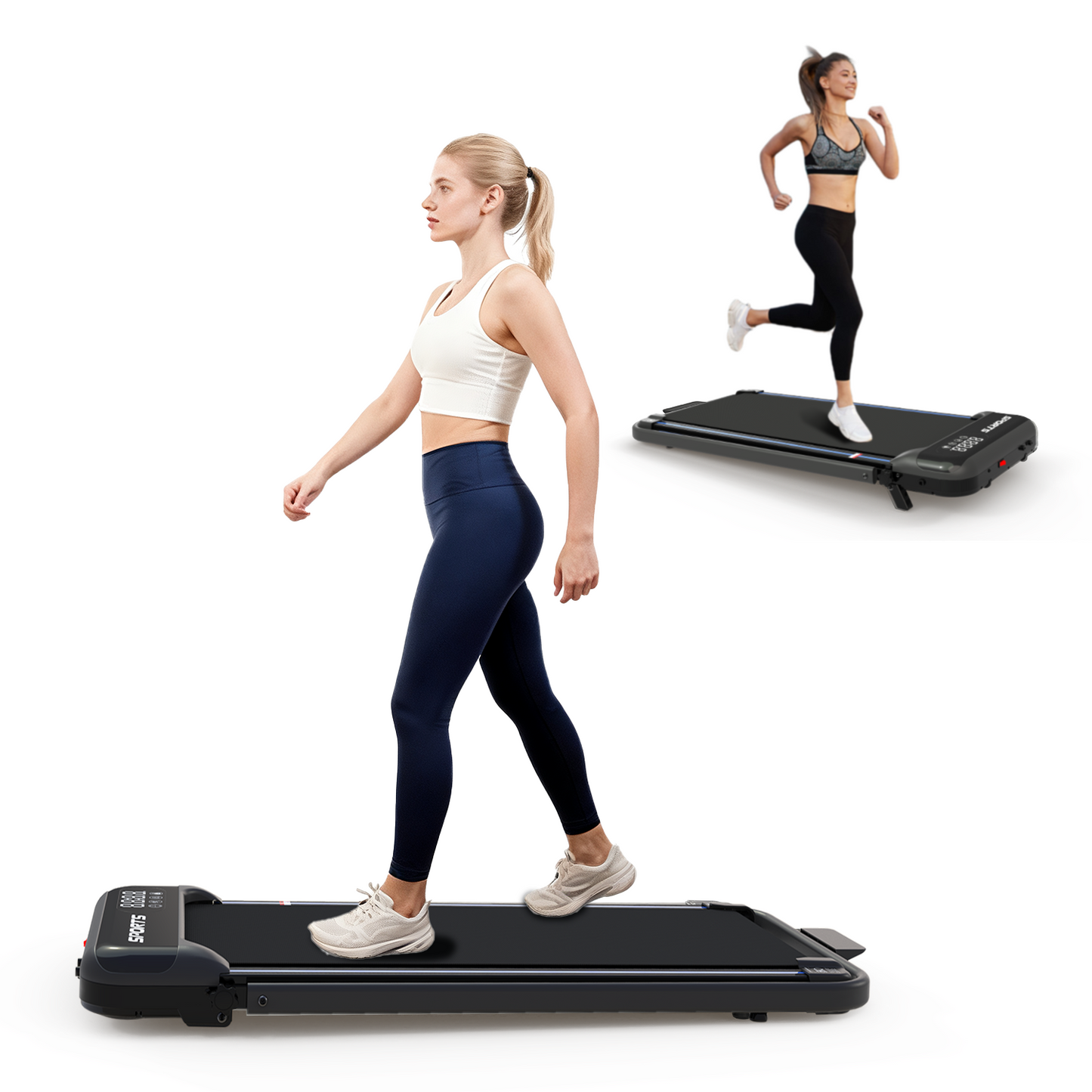 3 in 1 Foldable Under Desk Treadmill with Incline - Black