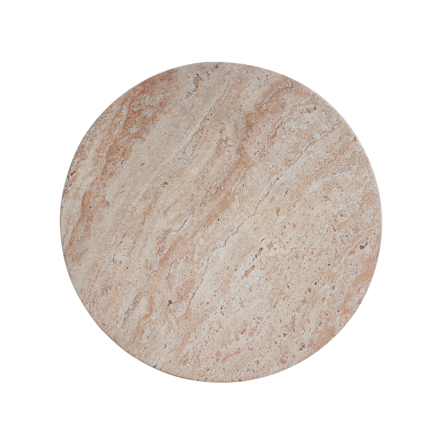 Lightweight Concrete Side Table with Travertine Finish - Beige