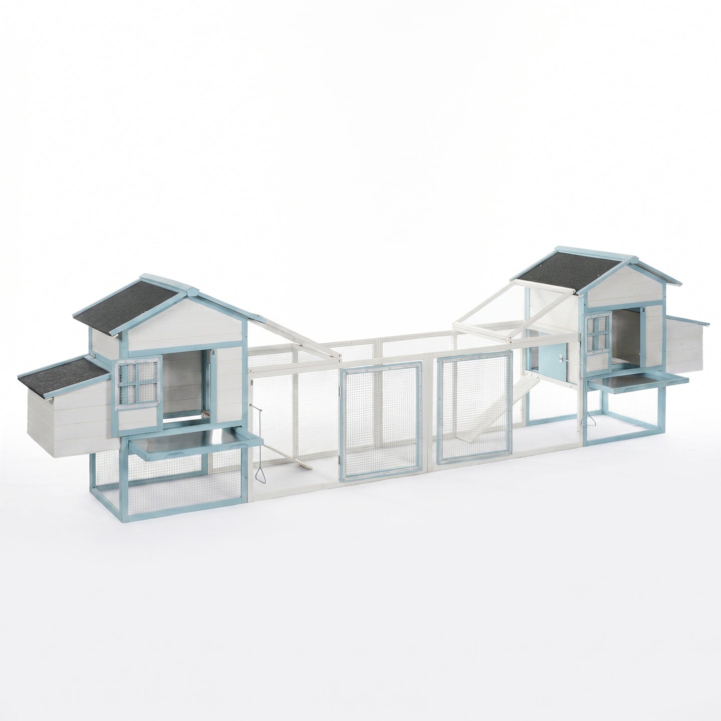 Pet Guardrails for Chicken Coop, Wooden Fence with Blue, Tan or White Finish