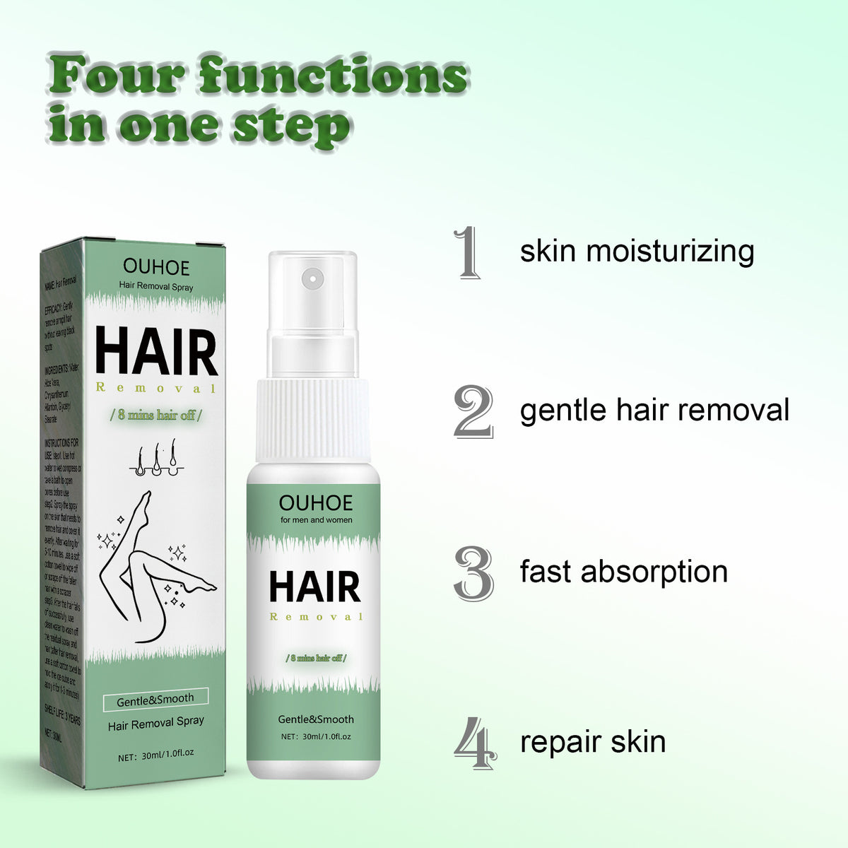 Hair Removal Spray 30ml - Gentle, Refreshing Full-Body Use & Body Cleansing
