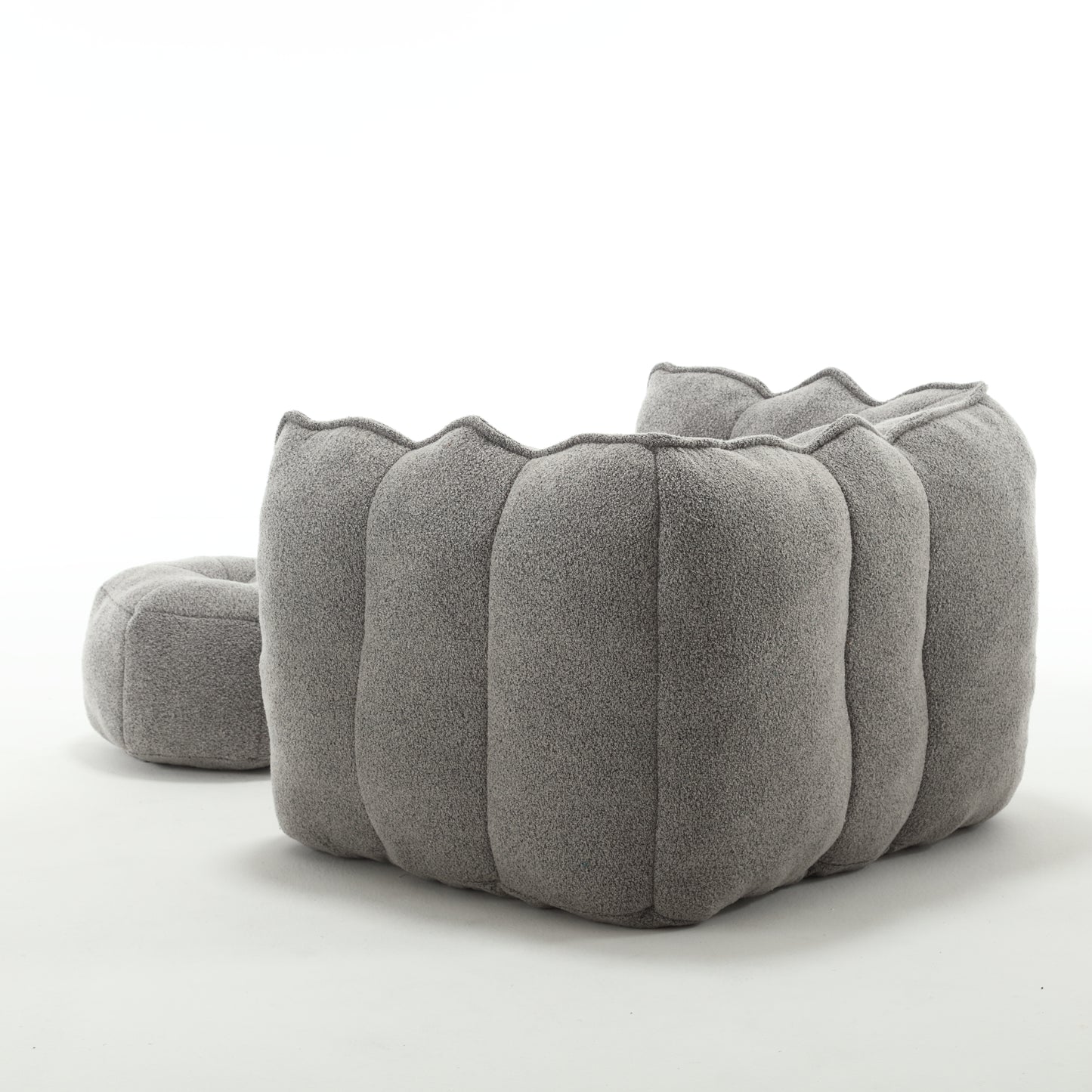 Soft Chenille Bean Bag Chair with Foam - Grey