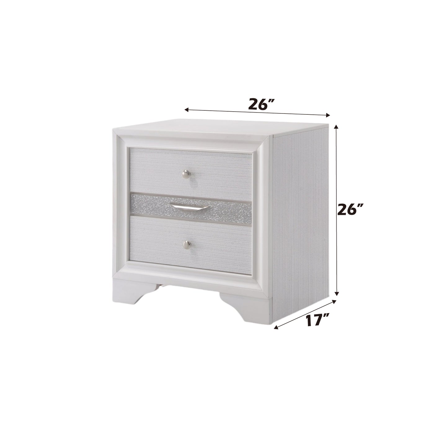 Naima White Finish Nightstand with Storage Drawers