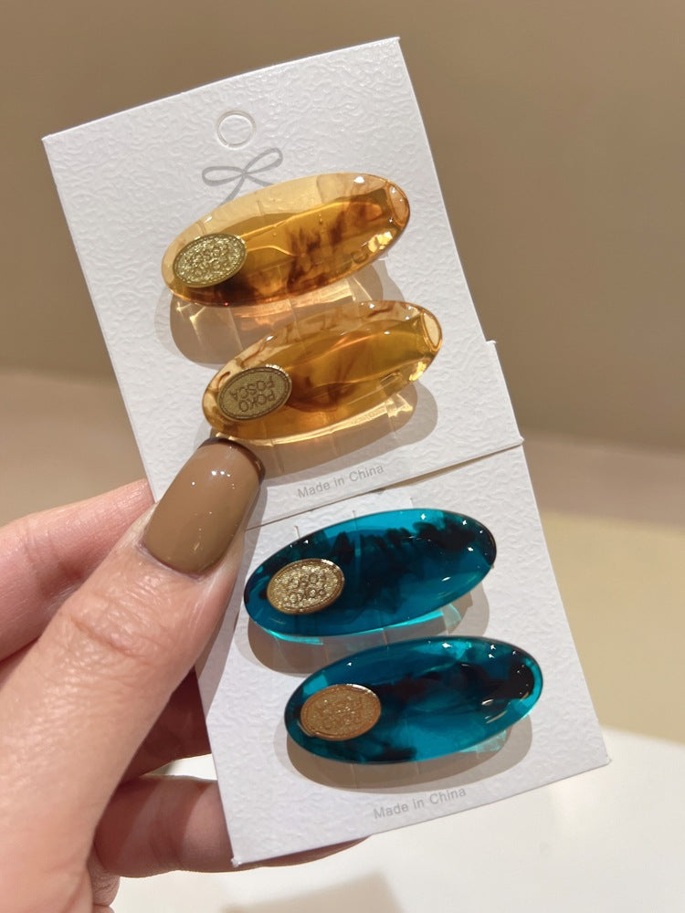 Oval Acetate Duckbill Hair Clip - 2 Piece Set