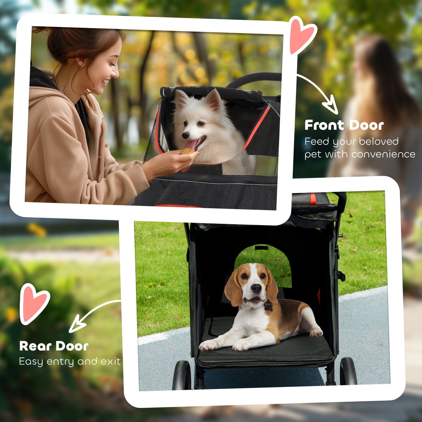 Foldable Dog Stroller for Medium and Large Dogs - Black, 865x585x220mm