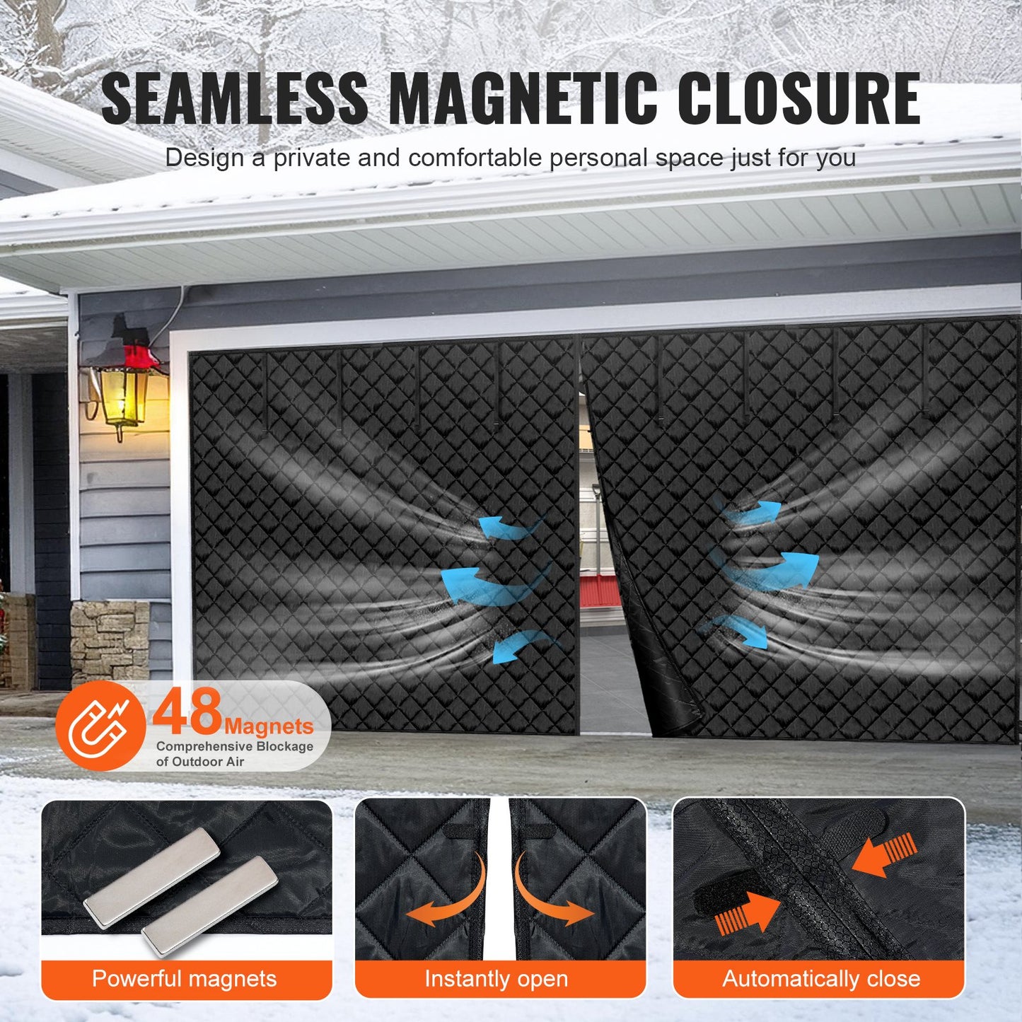 Garage Door Insulation Kit 18.3 x 7.15 ft Thermal Insulated Curtain for Winter