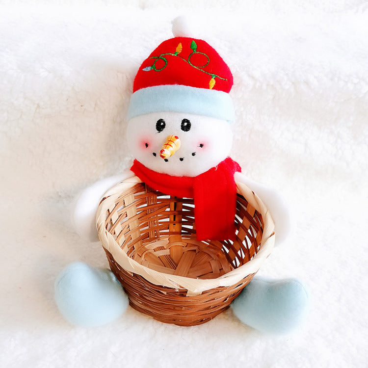 Christmas Decoration Storage Basket with Santa Snowman Elk Candy Holder