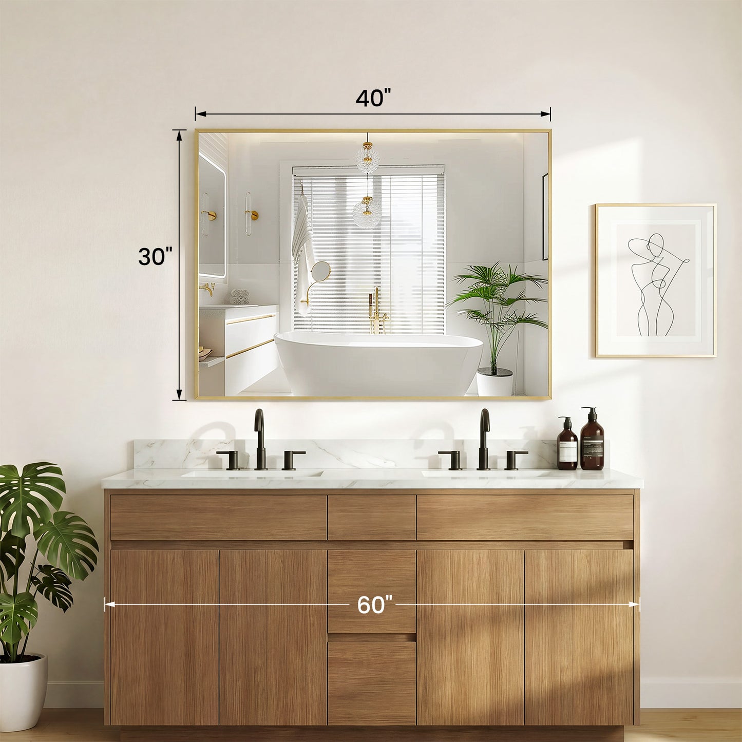 Above The Countertop, There Is A Rectangular Wall-mounted Bathroom