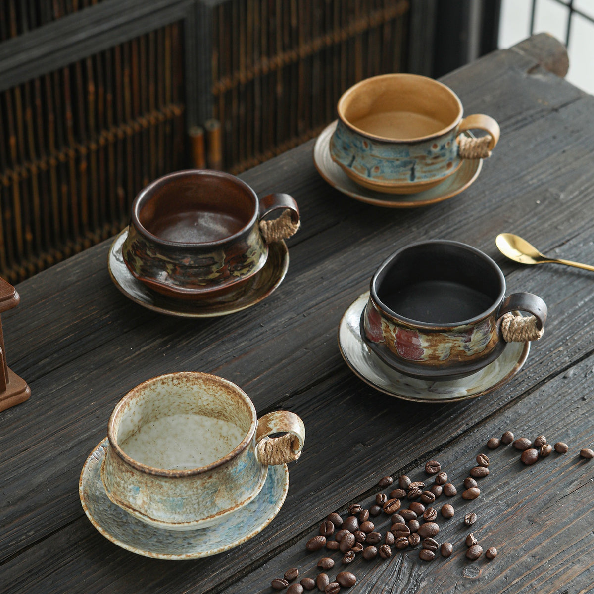 Coarse Vintage Ceramic Coffee Cup - Retro Style, 270ml
