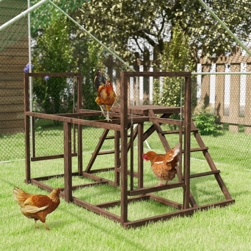 Chicken Play Set with Perches Swing Ladder and Platform for 3-4 Chickens - Coffee