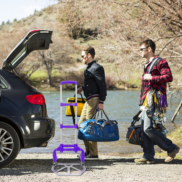 Portable Foldable Telescopic Luggage Cart with Max 165 lbs Capacity - Purple