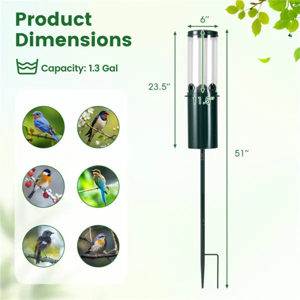 Heavy-Duty Squirrel-Proof Bird Feeder with 4 Ports & Perches - Garden Outdoor