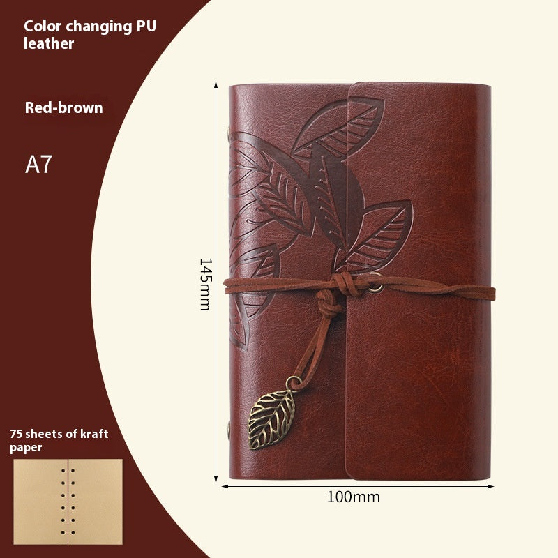 Vintage Travel Notebook - Loose Leaf Diary with Imitation Leather Cover