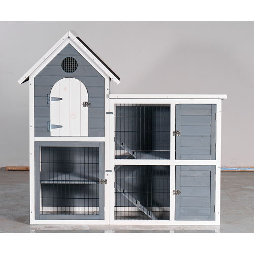 Large Weatherproof 2-Story Wooden Chicken Coop & Rabbit Hutch with No-Leak Tray