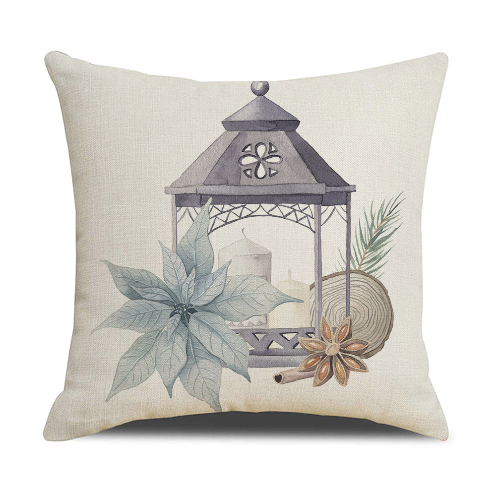 Watercolor Christmas Pillow Cover - Linen Fabric, Modern Holiday Decor