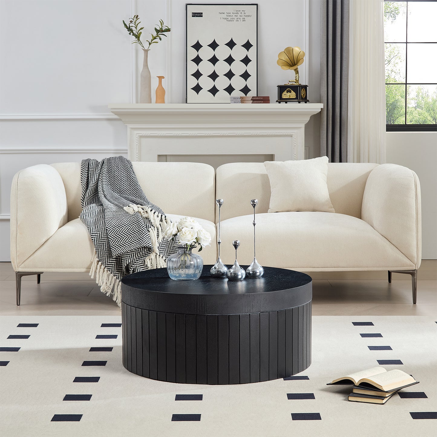 Modern Round Coffee Table With Storage Accent Tea For Living Room