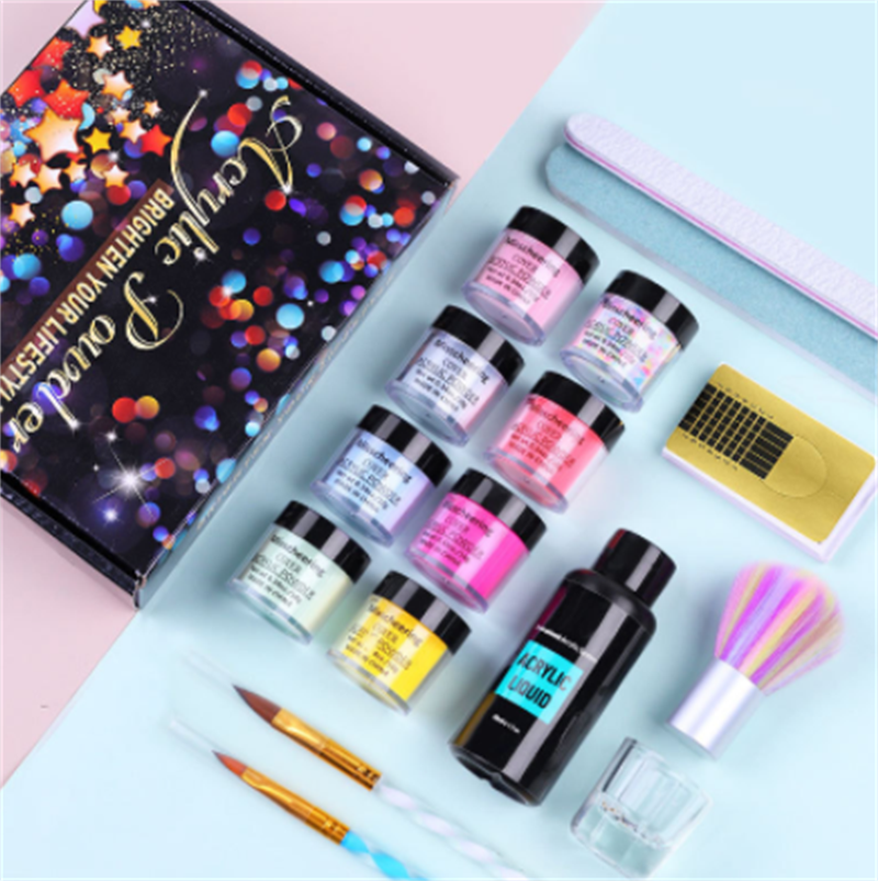 Crystal Nail Extension Powder Set - 6 Colors, 350g