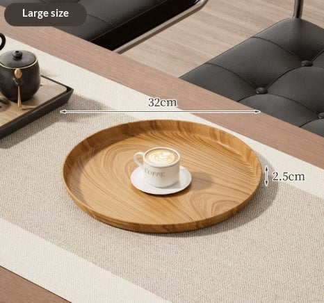 Wood Grain Round Tray Multi-Purpose Dining Plate for Home Use