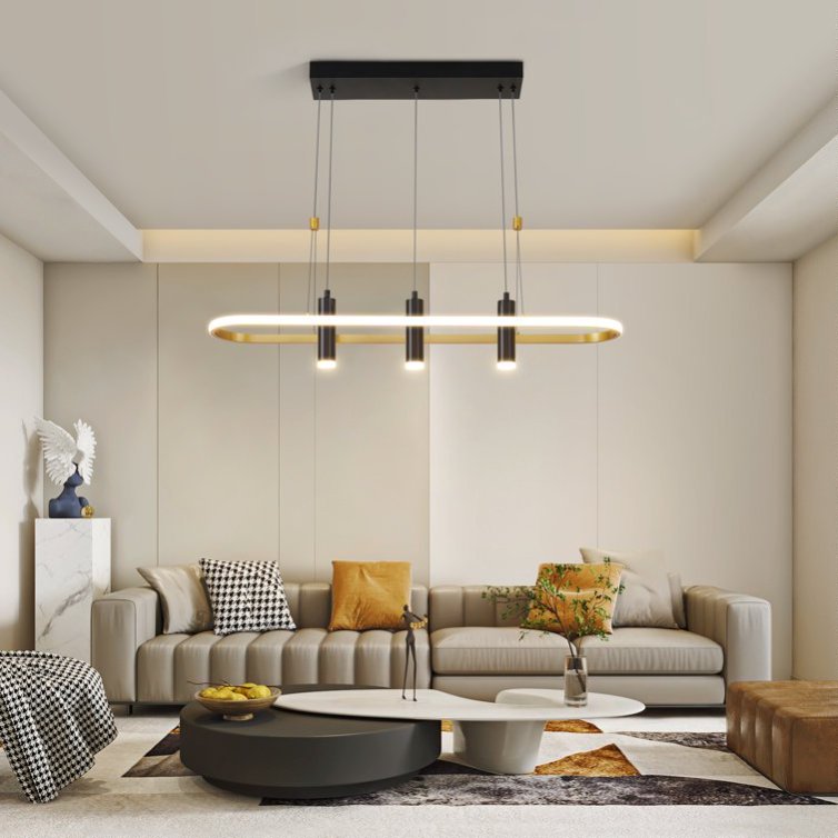 Dimmable LED Pendant Light 4-Light Black Gold Modern Kitchen Fixture