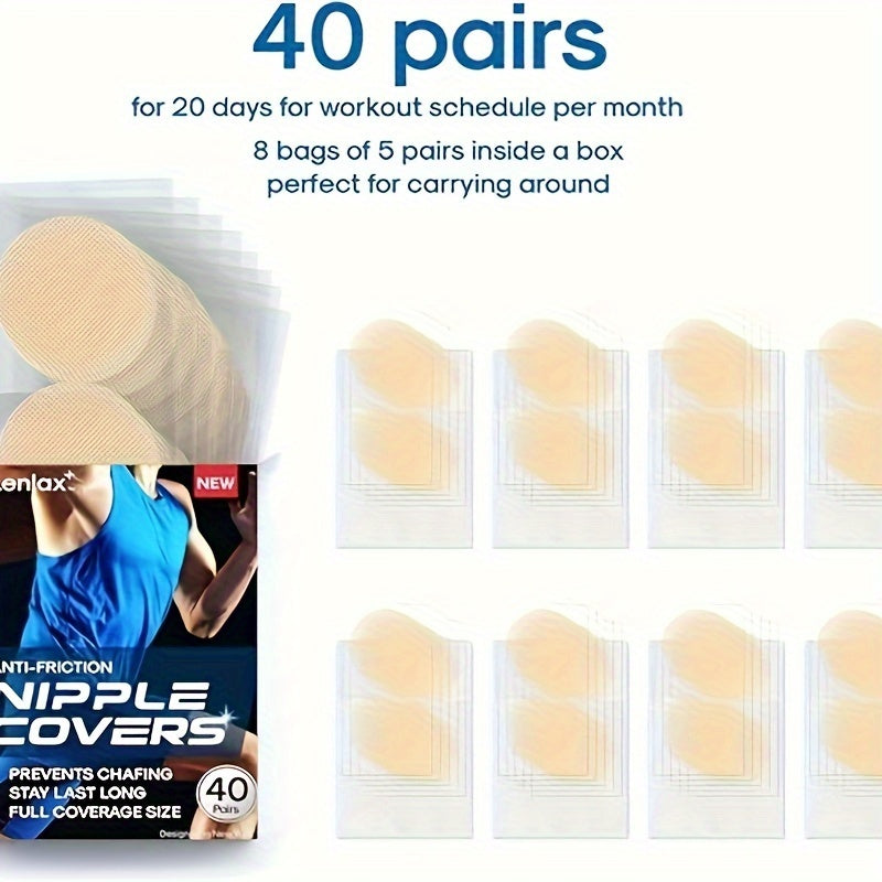 Anti-Chafing Men's Nipple Covers - Waterproof Adhesive Guards, 40 Pairs