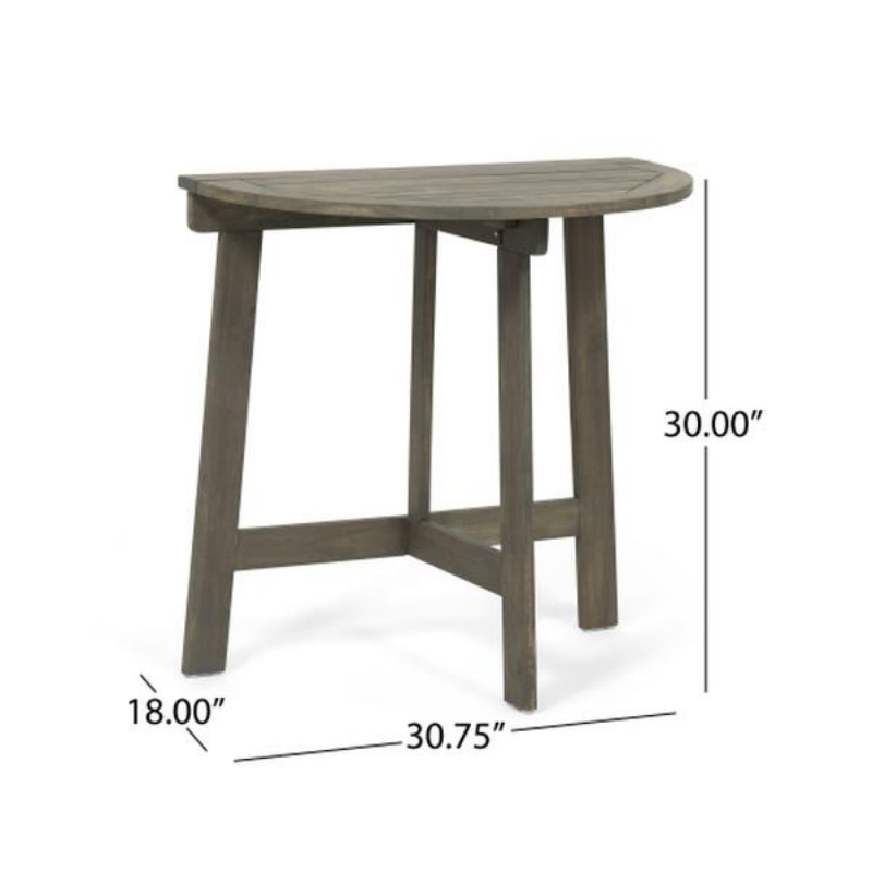 Outdoor Folding Acacia Wood Bistro Dining Table - Half-Round Design