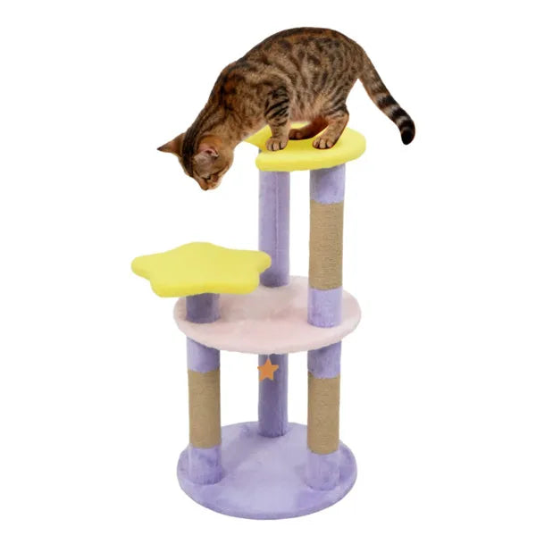 29-Inch Moon & Star Cat Tree with Multiple Levels, Scratching Posts & Anti-Tip for Cats