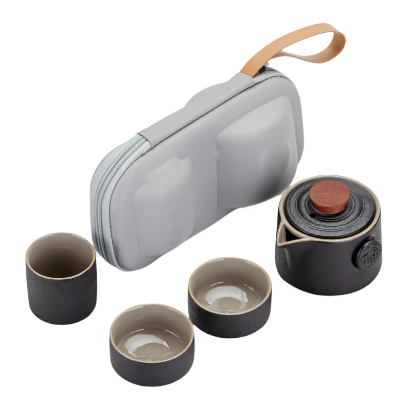 Travel Ceramic Tea Set with Teapot and Cups - Portable Household Drinkware