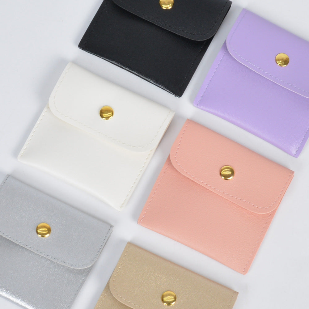 Leather Jewelry Storage Bag Flip Button Case for Accessories