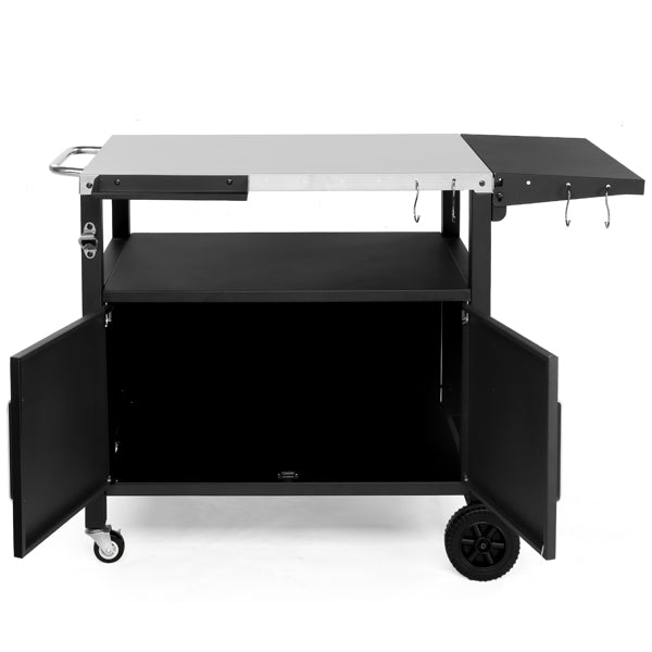 Outdoor Grill Cart with Storage and Wheels - Movable Kitchen Island for BBQ and Patio Dining