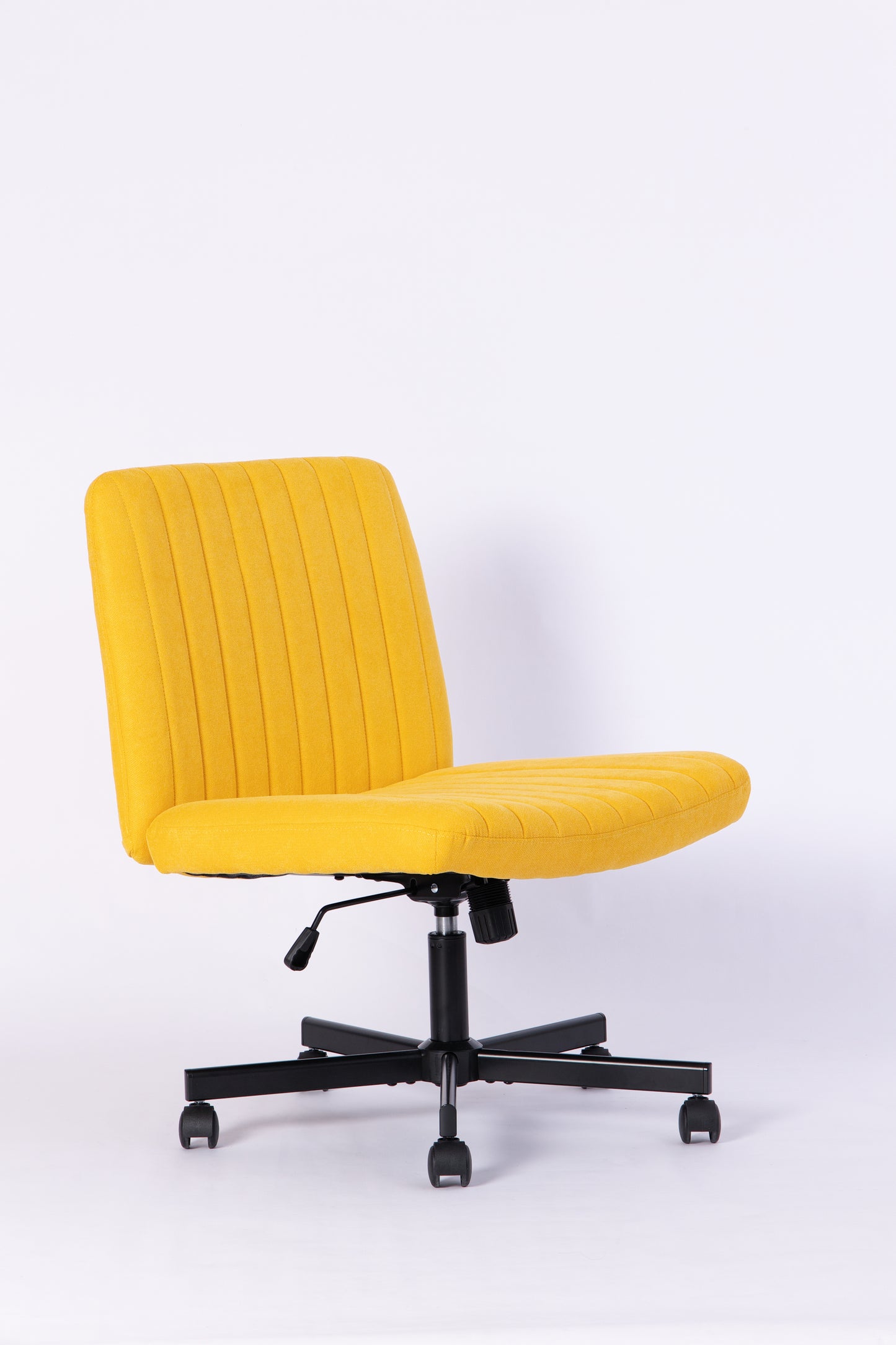 Yellow Linen Criss Cross Office Chair with Wheels - Ergonomic Design
