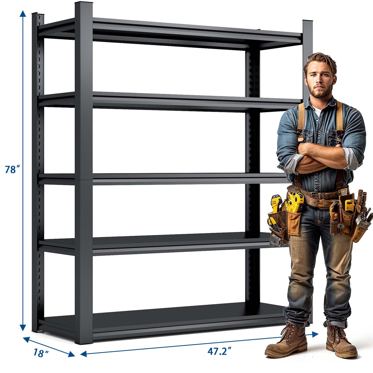 78 H 5 Tier Metal Shelves For Storage Garage Shelving 2000LBS Heavy
