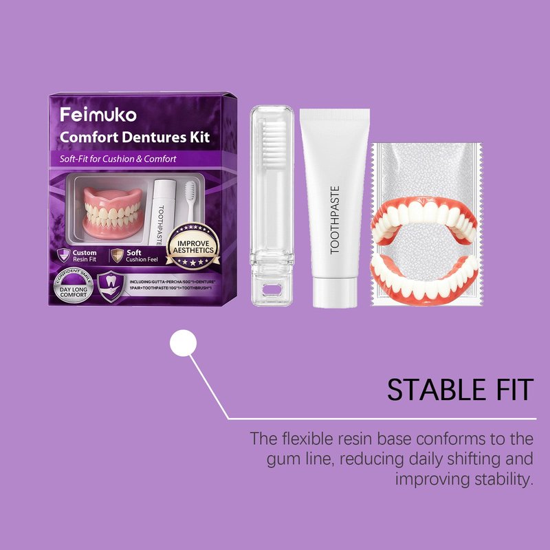 Dental Prosthesis Restoration Set with Gel Adhesive & Care Kit