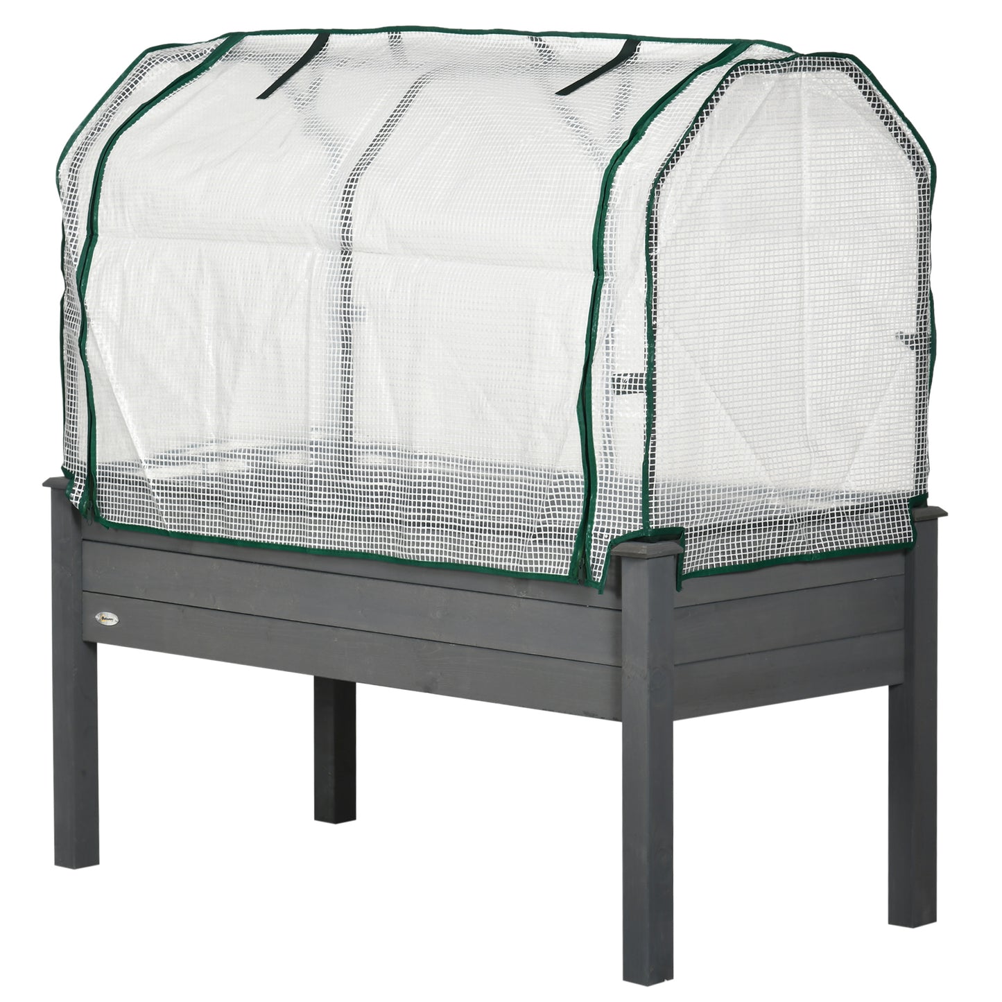 Raised Garden Bed with PE Greenhouse Cover for Herbs & Vegetables - 48x22x46 Inch, Dark Gray