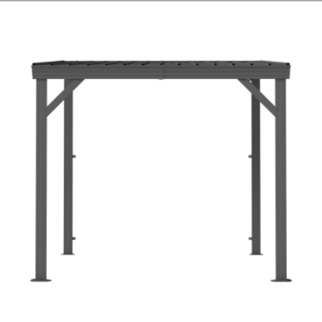 8x8 Lean To Gazebo with Galvanized Steel Sloped Roof Wall-Mounted Patio Cover Gray