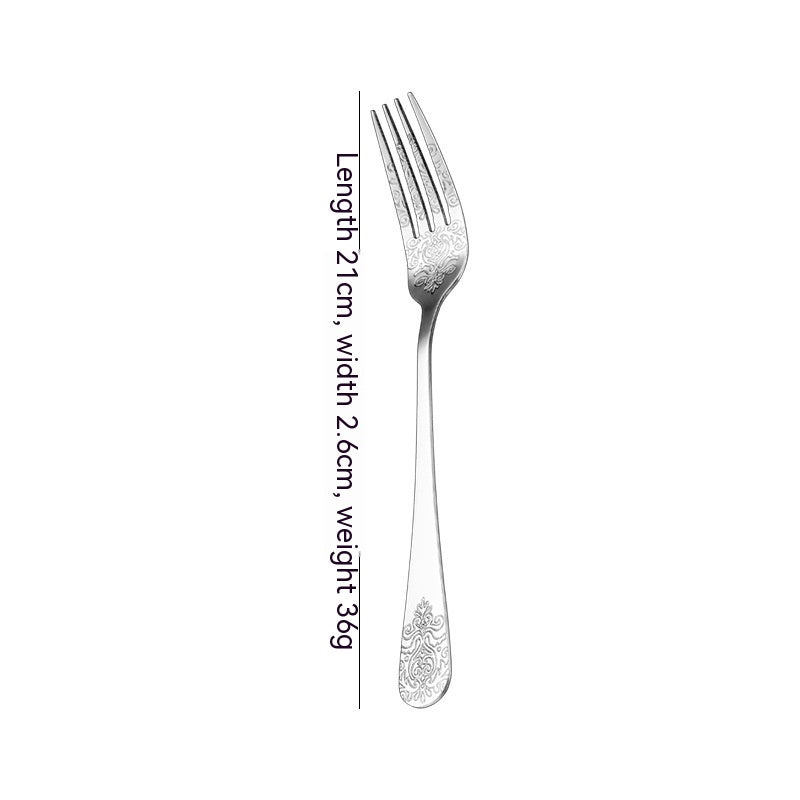 Vintage Gold-Plated Stainless Steel Cutlery Set - Dinner Knife Fork Spoon Tea Spoon