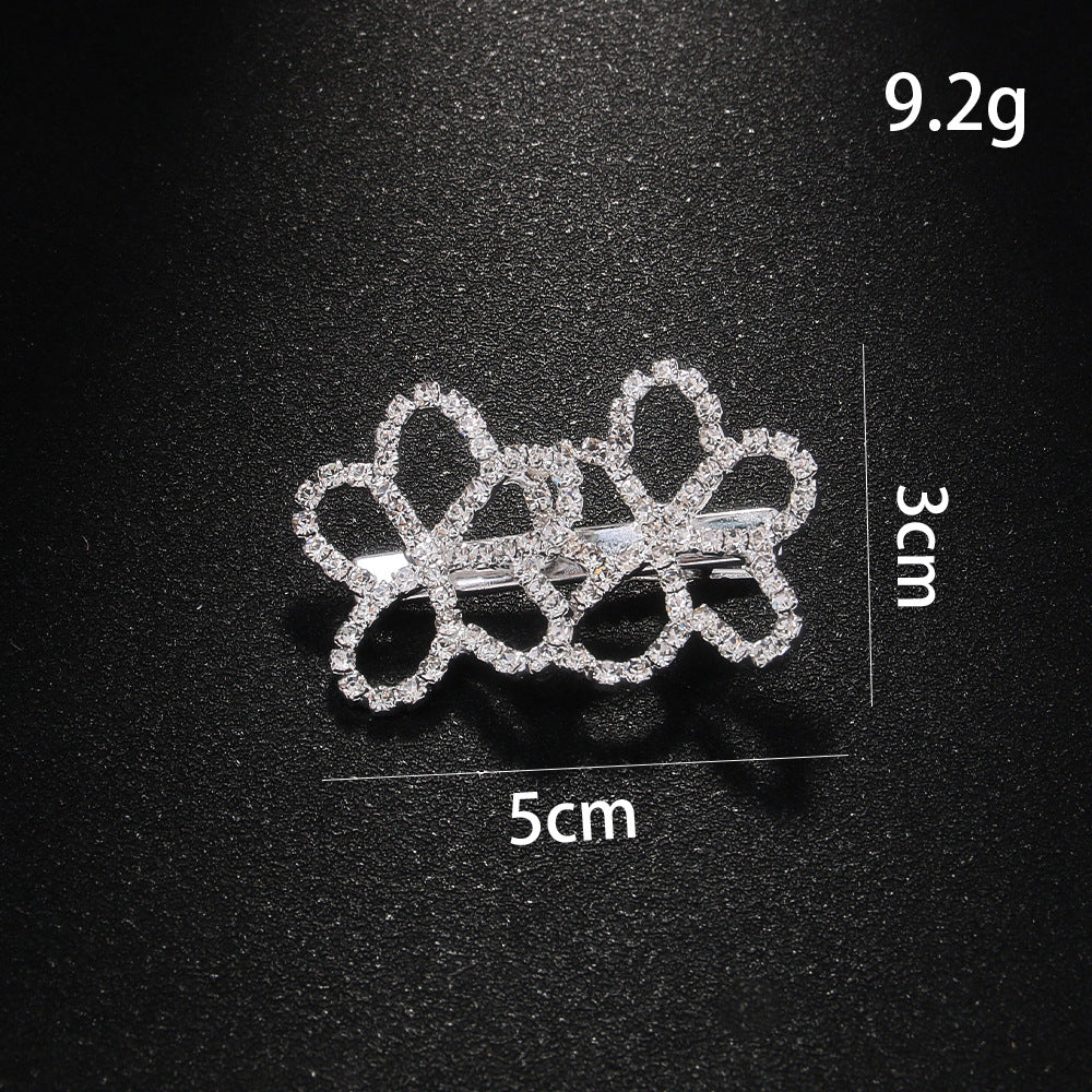 Flower Rhinestone Hair Barrette Clip for Women