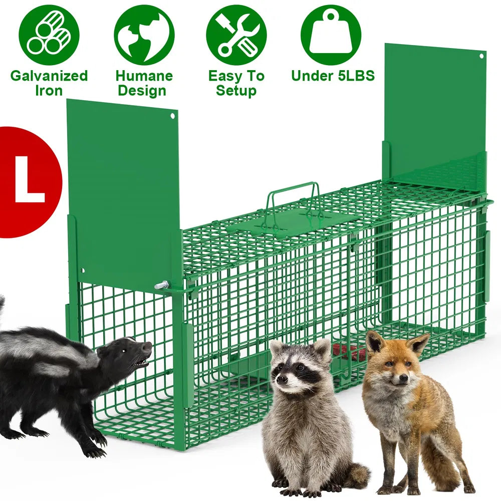 Humane Live Animal Cage Trap for Raccoons, Opossums & More