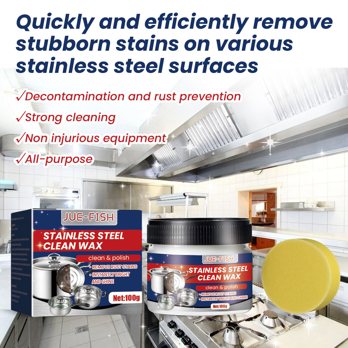 Stainless Steel Cleaner Cream for Heavy Oil Rust & Scale Removal - Multiple Quantities