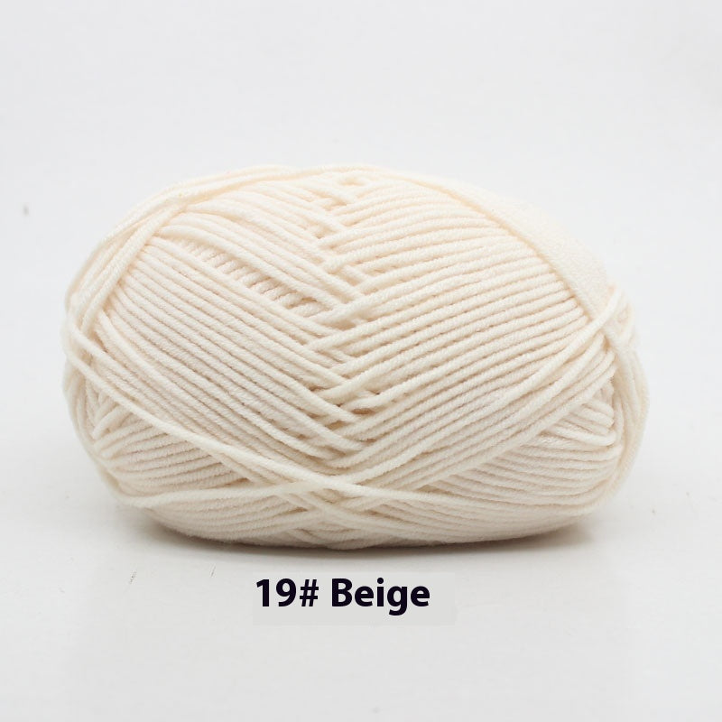 Four-Strand Milk Cotton Crochet Yarn Balls for Craft Projects - Multiple Colors
