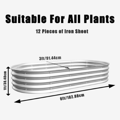 Galvanized Raised Garden Bed Kit 6x3ft - Outdoor Vegetable, Flower & Herb Planter, Rust-Resistant, Easy Assembly