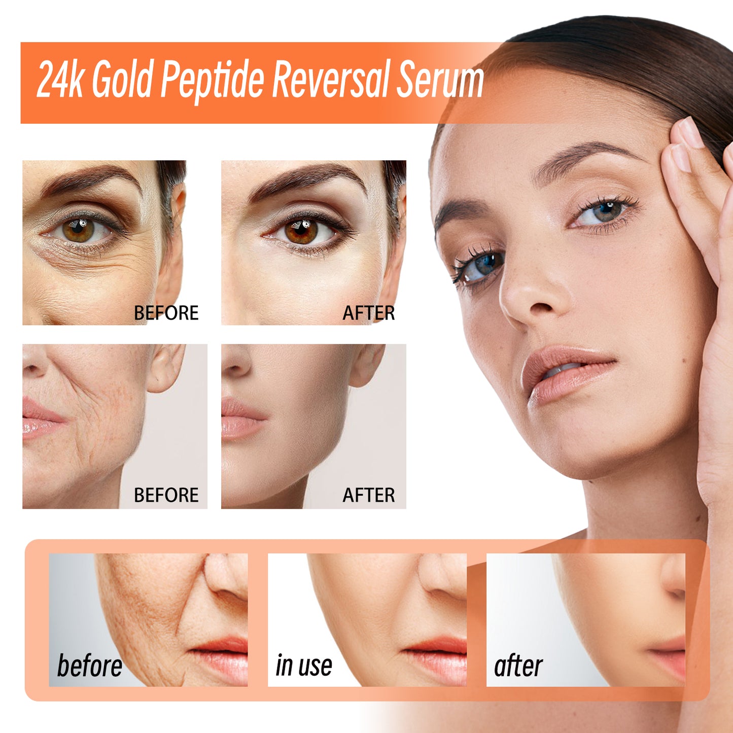 24K Gold Peptide Anti-Aging Serum - Moisturizing & Firming Facial Essence