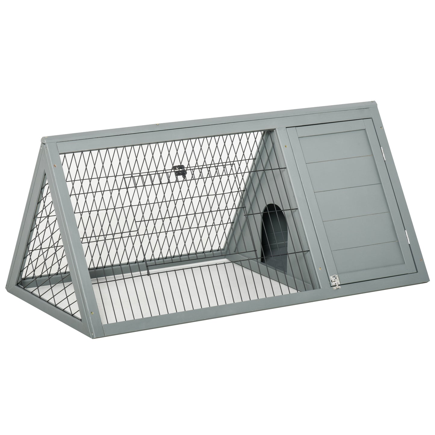 Outdoor Wooden Rabbit Hutch with Run - Small Animal Cage for Garden Backyard