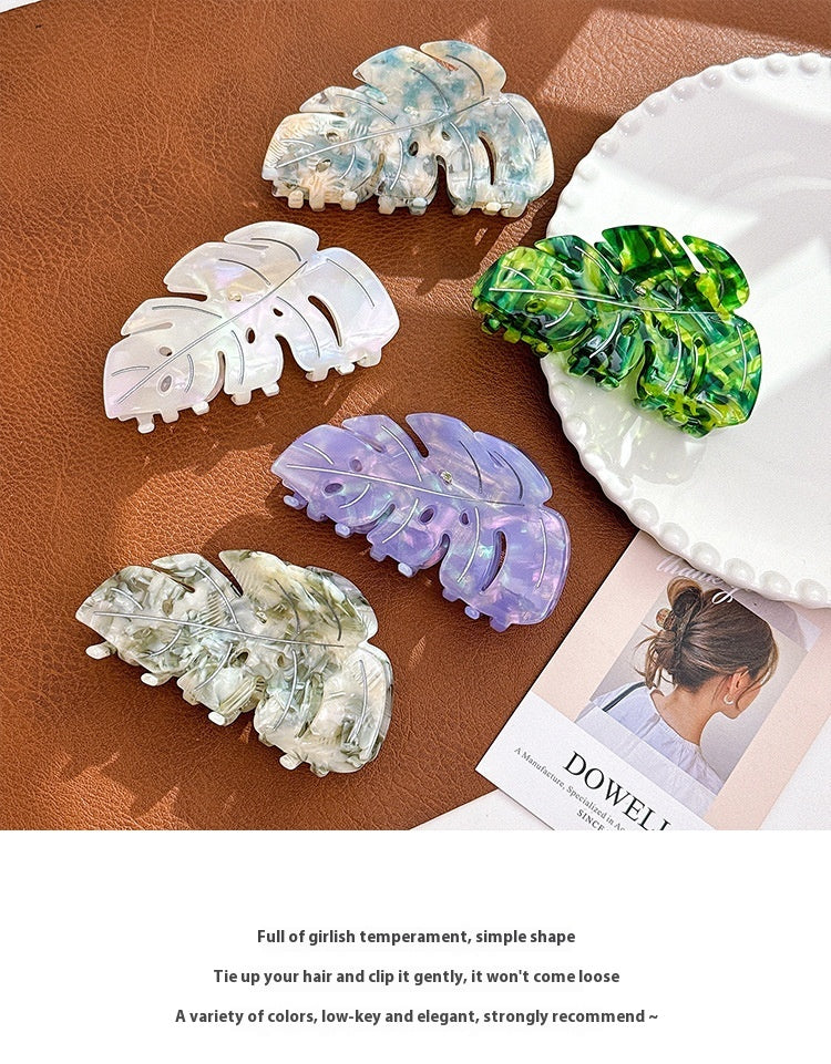 Colorful Acetate Leaf Barrettes - 9.3cm Hair Clips
