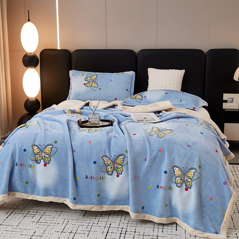 European Cotton Fleece Woolen Blanket - Thickened Warm Bed Sheet for All Seasons