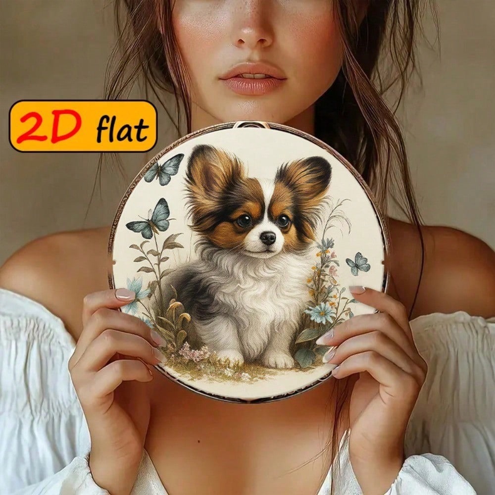 Pomeranian Puppy Round Aluminum Sign - Dog Lover Decor